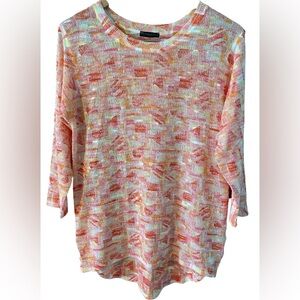 Nally And Millie Sweater Lightweight Top 3/4 Sleeves Women Size Medium Colorful
